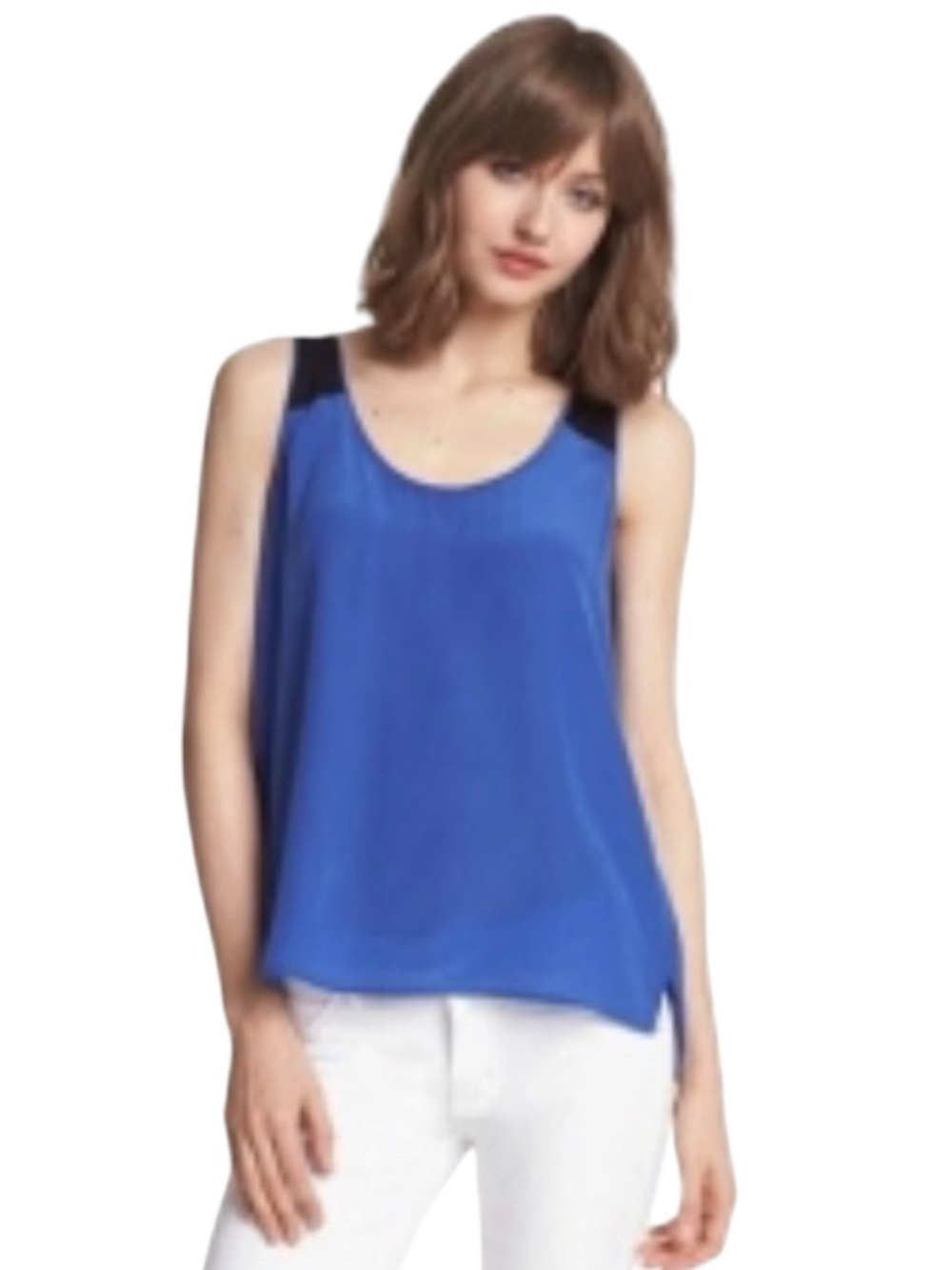 Trouve Cobalt Blue with Black Accent Sleeveless Cross Back Top (XXS)